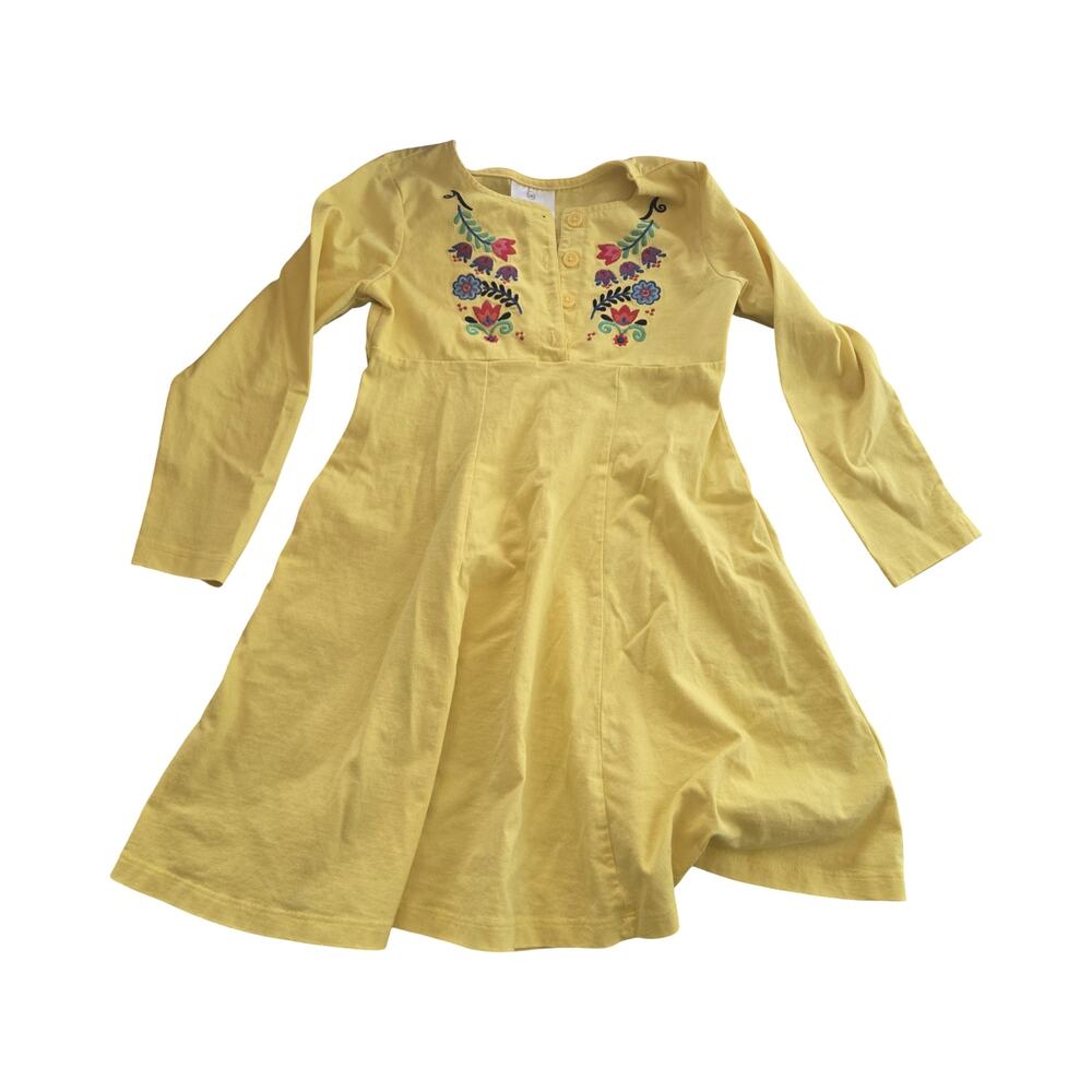 Hanna Andersson Yellow Floral Embroidered Dress Size: 120